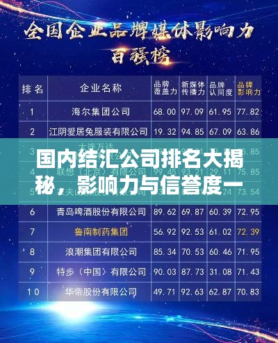 国内结汇公司排名大揭秘，影响力与信誉度一览
